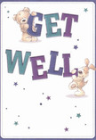 This get well card exudes pure optimism and care, much like the atmosphere found throughout Bickley's close-knit streets. Two adorable figures-a teddy bear and a puppy-spring playfully from the card, each joyfully holding and balancing the colourful, bold letters of 'Get Well.' The text's indigo and teal hues pop against a creamy white background, reminiscent of soft dawns over Bickley Common. Stars, painted in gentle blues and purples, are scattered around, filling the card with an aura of hope and cheer. The fuzziness of the bear and the softness of the puppy's ears are rendered so vividly that you can almost feel a reassuring hug. This card offers a message that goes beyond words, serving up a gentle embrace in illustration-just as any caring bouquet from Florist Bickley brings comfort and heartfelt wishes for a swift recovery to friends and neighbours nearby.